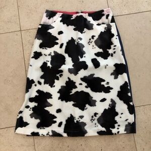 Giboss Black and White Cow Print Denim Skirt